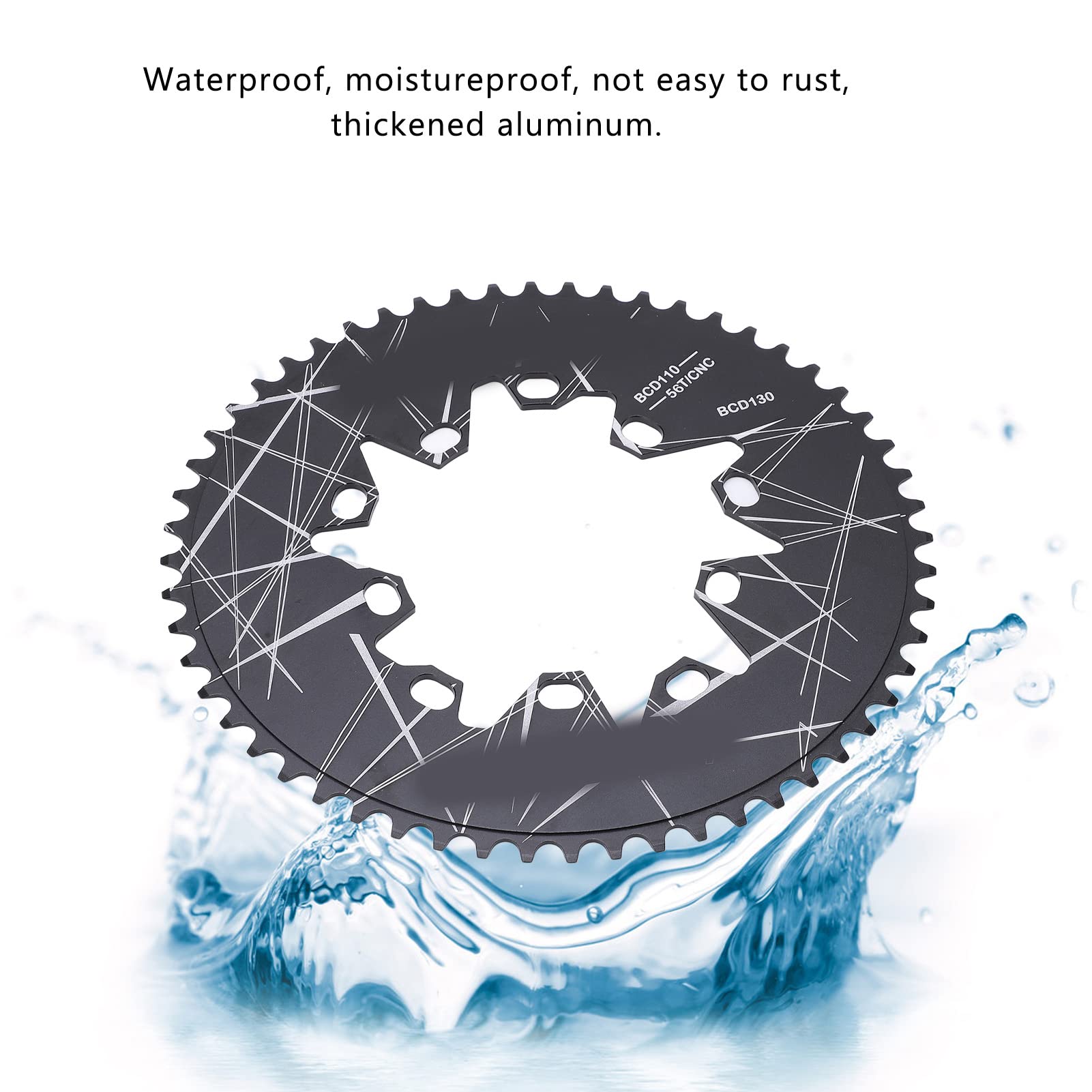 BuyWeek Bicycle Oval Chainring, 56T 110/130 BCD Chainring Bike Oval Disc Chainring Folding Bike Speed Chainring for 7 8 9 10 Speed Bike