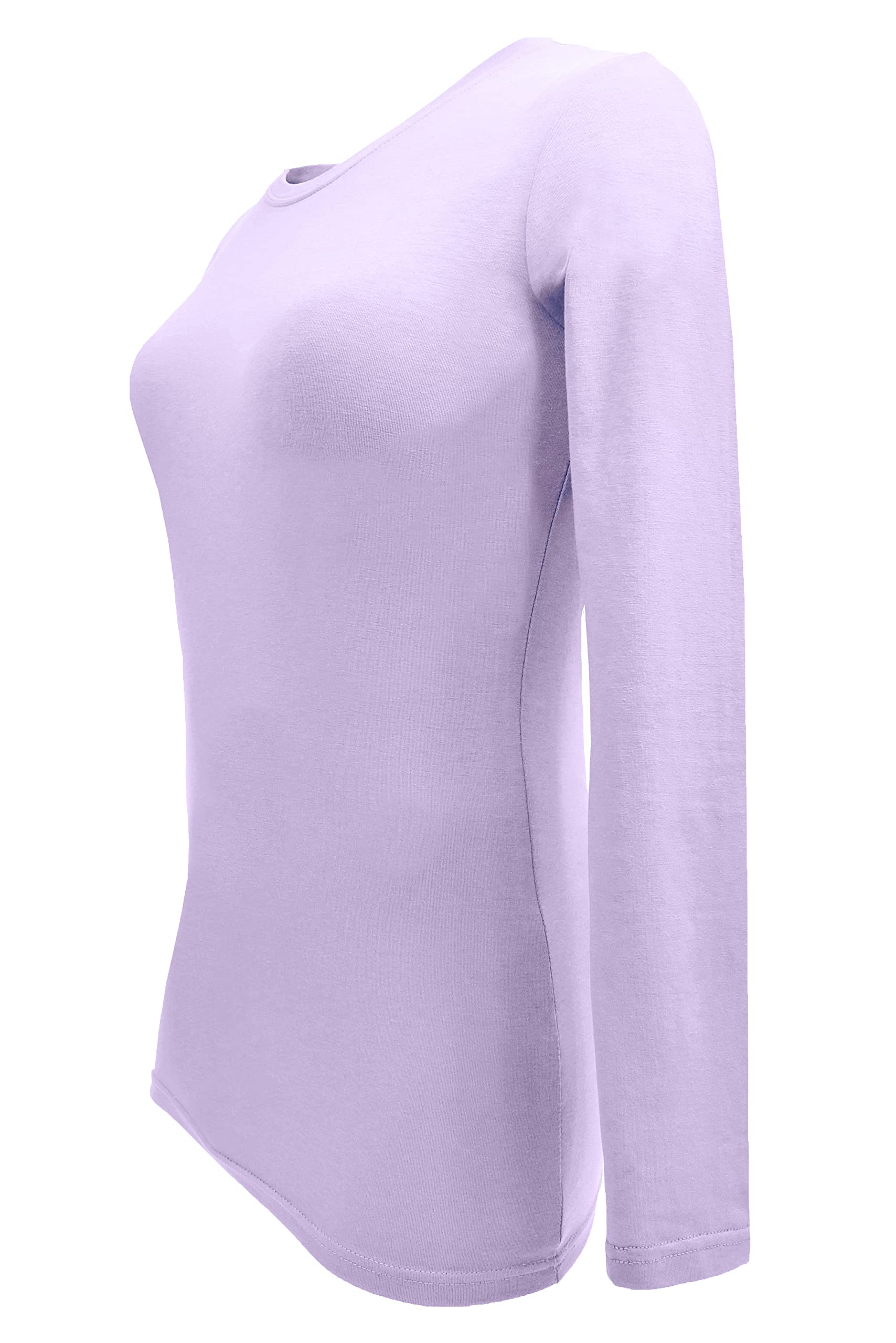 Cotton Essentials Women's Under Scrub Tee Crew Neck Long Sleeve T-Shirt (Lavender, Large)