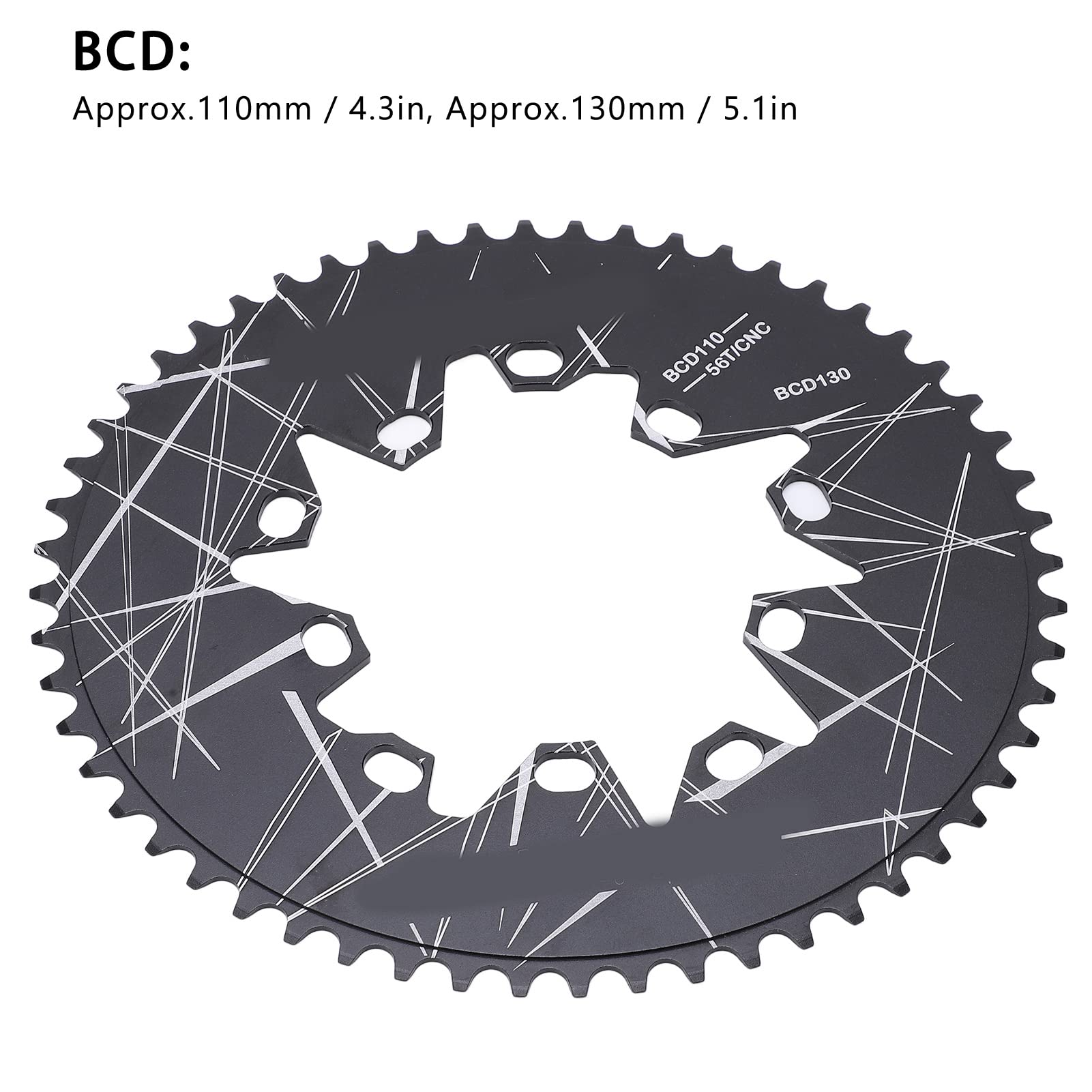 BuyWeek Bicycle Oval Chainring, 56T 110/130 BCD Chainring Bike Oval Disc Chainring Folding Bike Speed Chainring for 7 8 9 10 Speed Bike