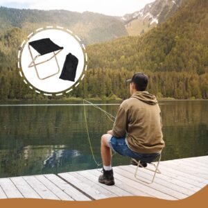 Junwapy Mini Camp Stool Lightweight Folding Camping Stool Portable Outdoor Chair Foot Rest for Fishing Hiking Gardening and Beach, Oxford Cloth with Carry Bag (Gold-Black)