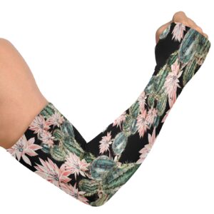 JUNZAN Gardening Sleeves Sun Protection Cooling Arm Sleeves for Women with Thumb Hole Cactus