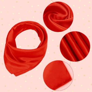 Geyoga 3 Pieces Halloween Satin Square Scarf Women Solid Color Neck Head Scarves Neckerchief for Women Girls(Red)