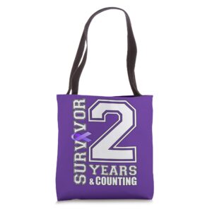 2 years survivor i wear purple ribbon lupus awareness tote bag