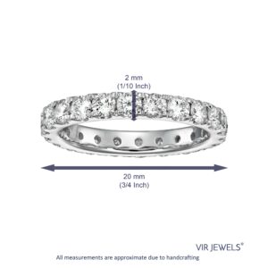 Vir Jewels 2 cttw Diamond Wedding Anniversary Band for Women Full Eternity Diamond Engagement Ring 14K White Gold Round Prong Set Size 7.5