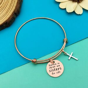 Christian Sister Gift Jewelry Religious Gifts for Women Sister Friends Bracelet Sisters in Christ Gifts Friendship Bangle Faith Gifts Christian Sister Gifts Easter Christmas Graduation Birthday Gifts