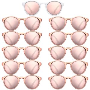 Coume 11 Pairs Wedding Bachelorette Sunglasses Bridesmaids Gifts Glasses Bride Sunglasses Bridesmaid Sunglasses for Bachelorette Wedding Party (Pink)