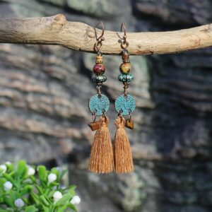 Verdusa Women's 3 Pairs Boho Tassel Earrings Set Khaki one-size