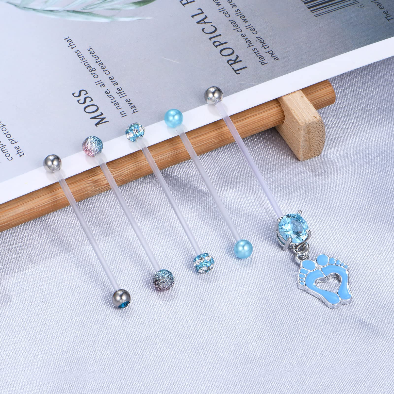 Anicina Plastic Pregnancy Belly Button Rings Maternity Belly Button Ring Bioplast Sports Clear Pregnancy Belly Rings Piercing Retainer for Pregnant Women Mix Style 14G 35mm Blue