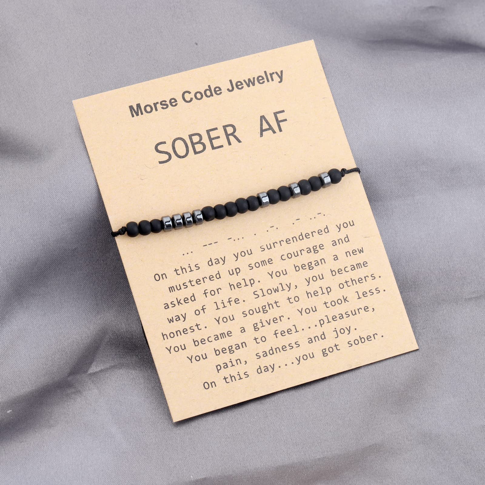 MAOFAED Addiction Recovery Gift Inspirational Morse Code Bracelet 12 Step Gift AA NA Gift Recovery Bracelet (sober code br)