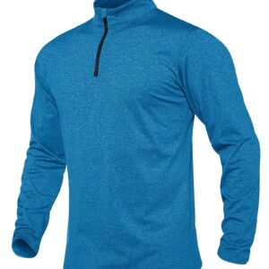 MAGCOMSEN 1/4 Zip Golf Pullover for Men Running Workout Pullover Lightweight Hiking Shirts Fleece Pullover Sea Blue,S