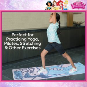 Disney Princess Belle Kids Yoga Mat Non Slip, All Purpose PVC Fitness and Workout Mat for Boys and Girls, Pink, 3 mm