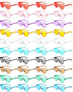 40 pairs round rimless sunglasses colored glasses colorful transparent glasses candy color tinted eyewear party sunglasses