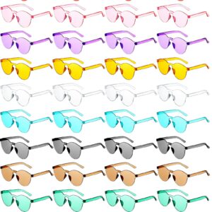 40 Pairs Round Rimless Sunglasses Colored Glasses Colorful Transparent Glasses Candy Color Tinted Eyewear Party Sunglasses