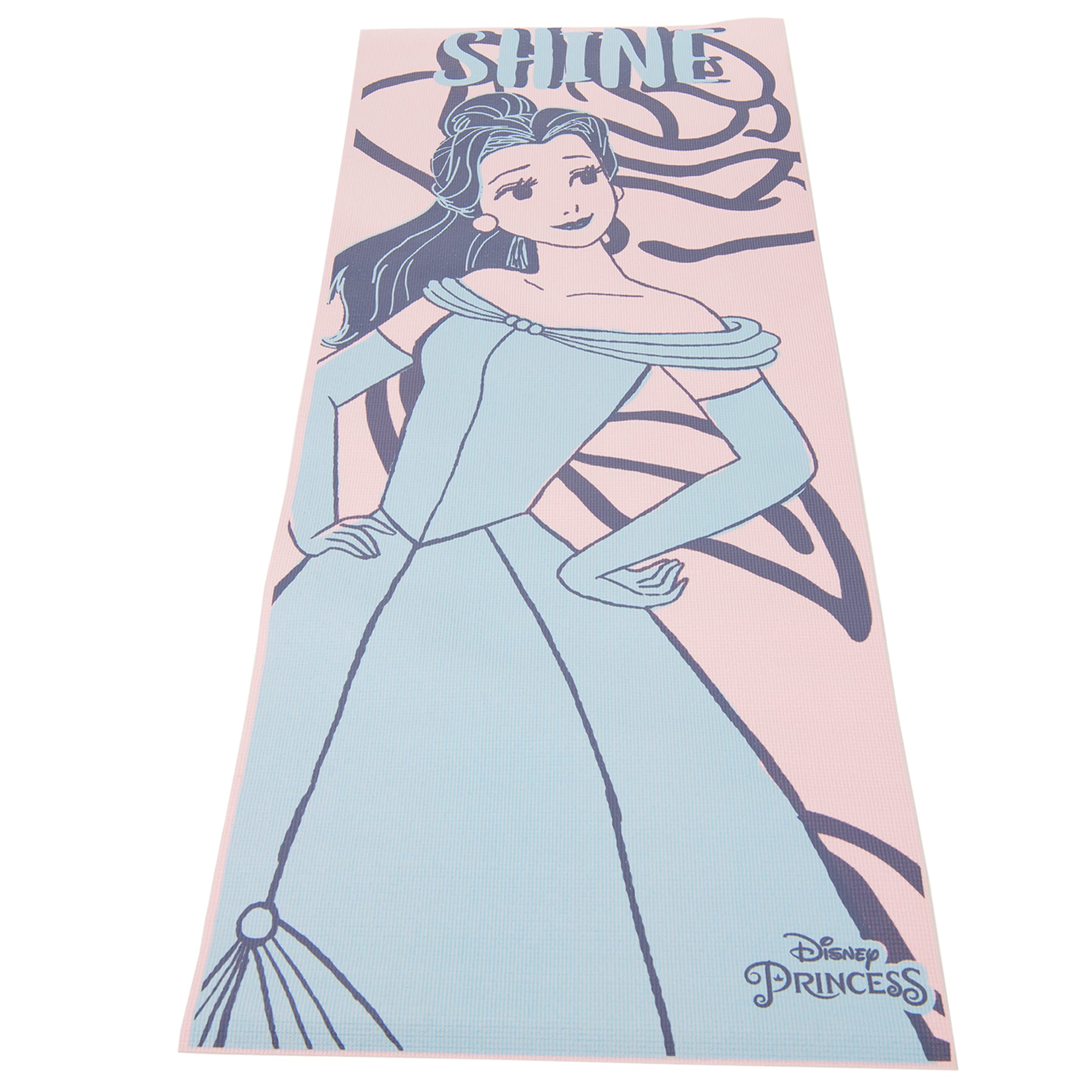 Disney Princess Belle Kids Yoga Mat Non Slip, All Purpose PVC Fitness and Workout Mat for Boys and Girls, Pink, 3 mm