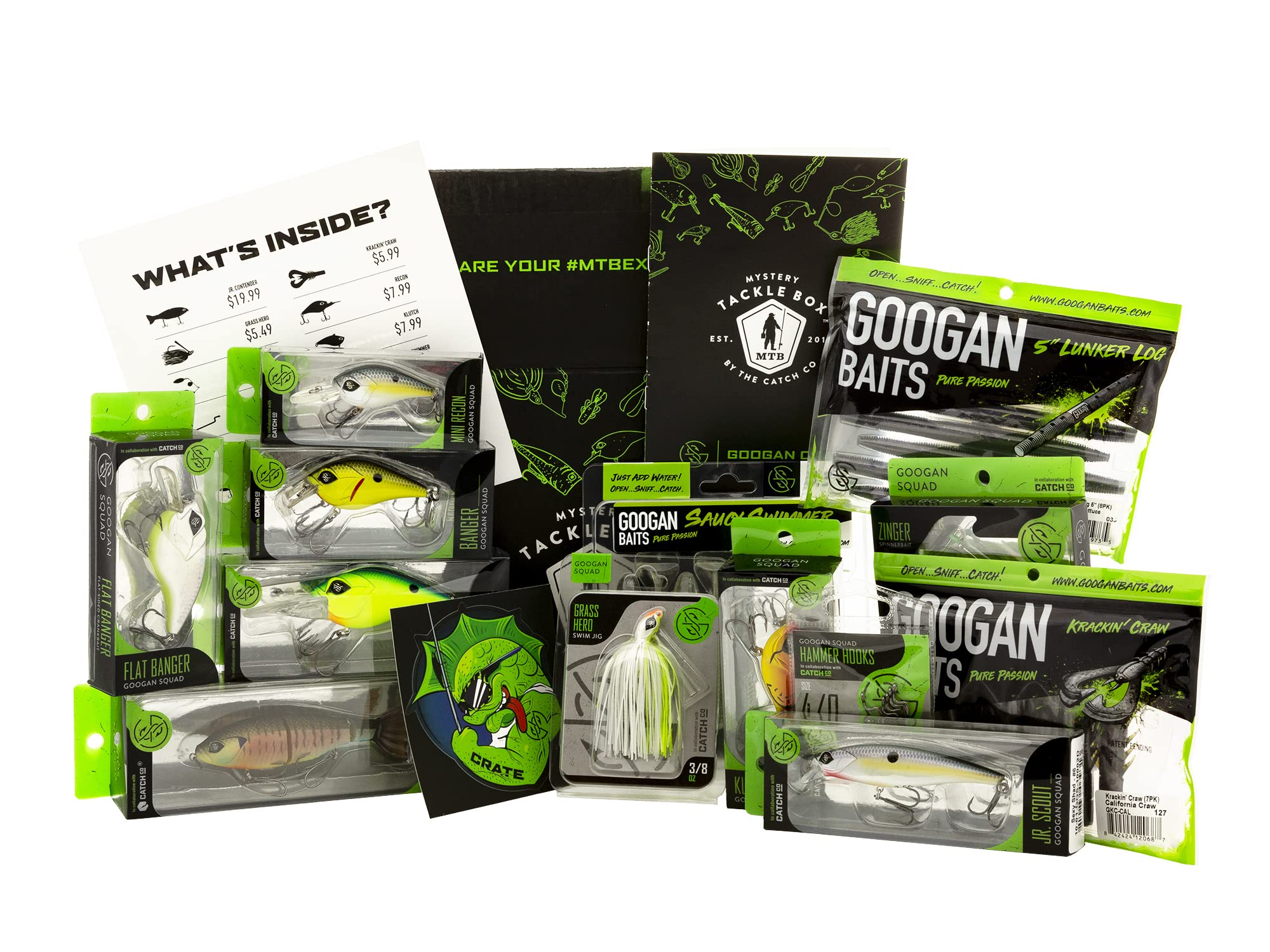 Catch Co Mystery Tackle Box Googan Squad Crate Bass Fishing Kit | Topwater Fishing