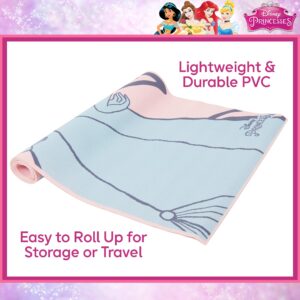 Disney Princess Belle Kids Yoga Mat Non Slip, All Purpose PVC Fitness and Workout Mat for Boys and Girls, Pink, 3 mm