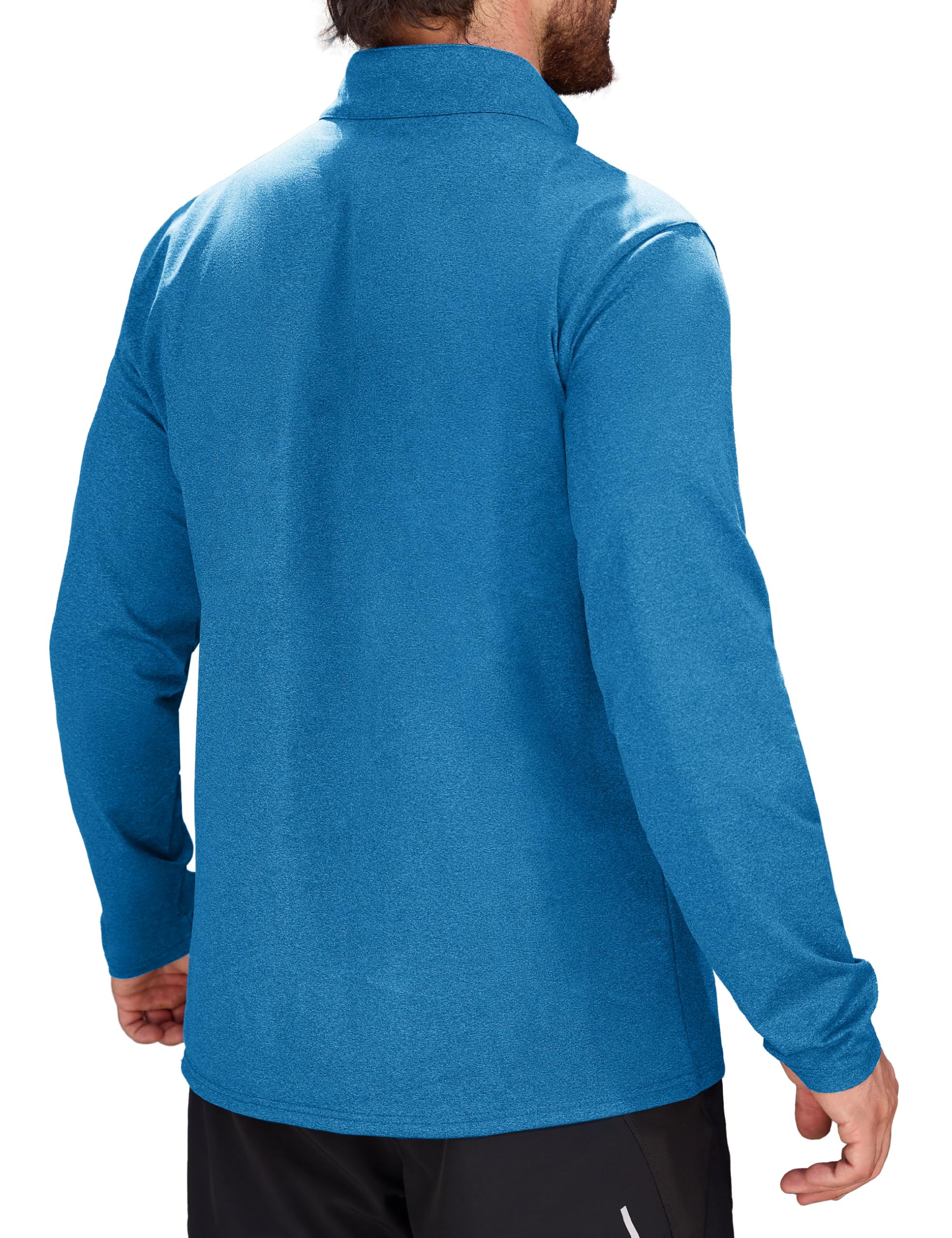 MAGCOMSEN 1/4 Zip Golf Pullover for Men Running Workout Pullover Lightweight Hiking Shirts Fleece Pullover Sea Blue,S