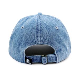 The Hat Depot Dad Hat Unisex Blank Washed Low Profile Cotton and Denim Plain Baseball Cap Hat (Blue Denim)