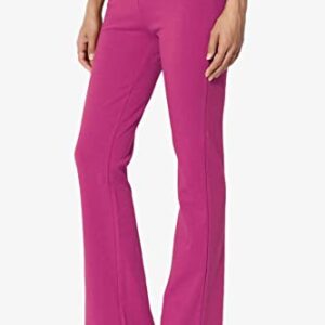 Women's Basic Foldover Waistband Comfy Stretch Cotton Boot Cut Lounge Yoga Pants Magenta 2X