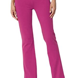 Women's Basic Foldover Waistband Comfy Stretch Cotton Boot Cut Lounge Yoga Pants Magenta 2X