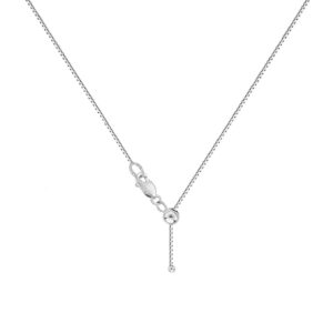 Savlano 925 Sterling Silver Solid 0.8mm Box Adjustable Bolo 14-24 Inch Chain Necklace For Women - Made in Italy Comes With a Gift Box (White)