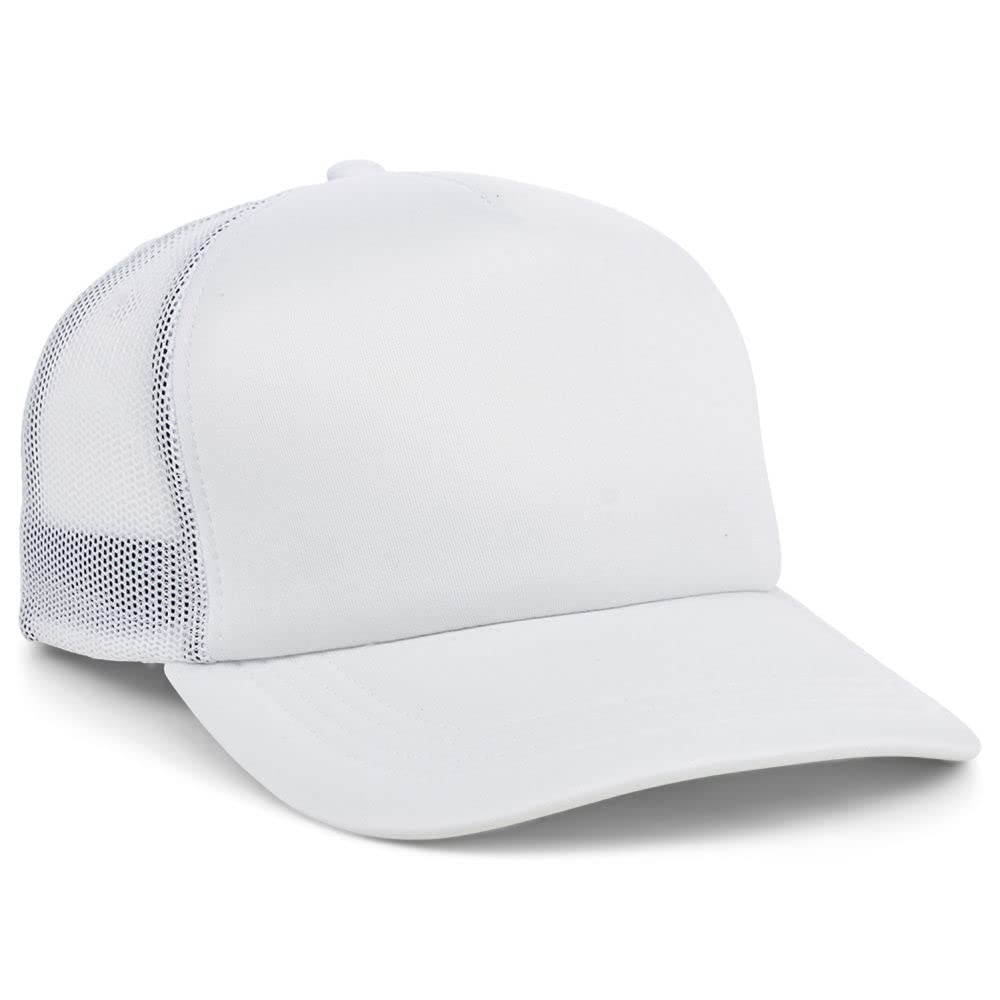 Lids Blank Basic Foam Trucker Adjustable Snapback Hat White/White