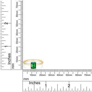 AFFY 6x8MM Emerald Cut Simulated Green Emerald Solitaire Ring in 14K Yellow Gold Over Sterling Silver (2.50 Carat) Ring Size-7