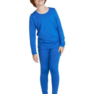 LAPASA Boys Thermal Underwear Set Fleece Lined Long John Base Layer Top Long Sleeves & Bottom Ski Winter Extreme Cold B03 9-10 Years Blue B