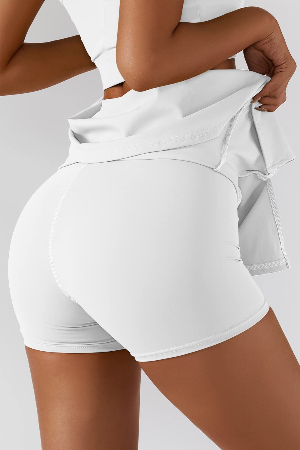 QINSEN Tennis Skirt for Women Golf Athletic Activewear Skorts Summer Workout Shorts White M