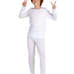 LAPASA Boys Thermal Underwear Set Fleece Lined Long John Base Layer Top Long Sleeves & Bottom Ski Winter Extreme Cold B03 11-12 Years White