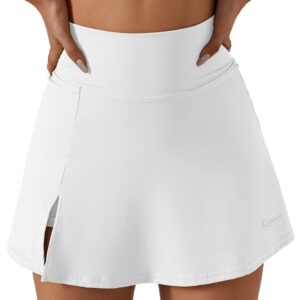 QINSEN Tennis Skirt for Women Golf Athletic Activewear Skorts Summer Workout Shorts White M