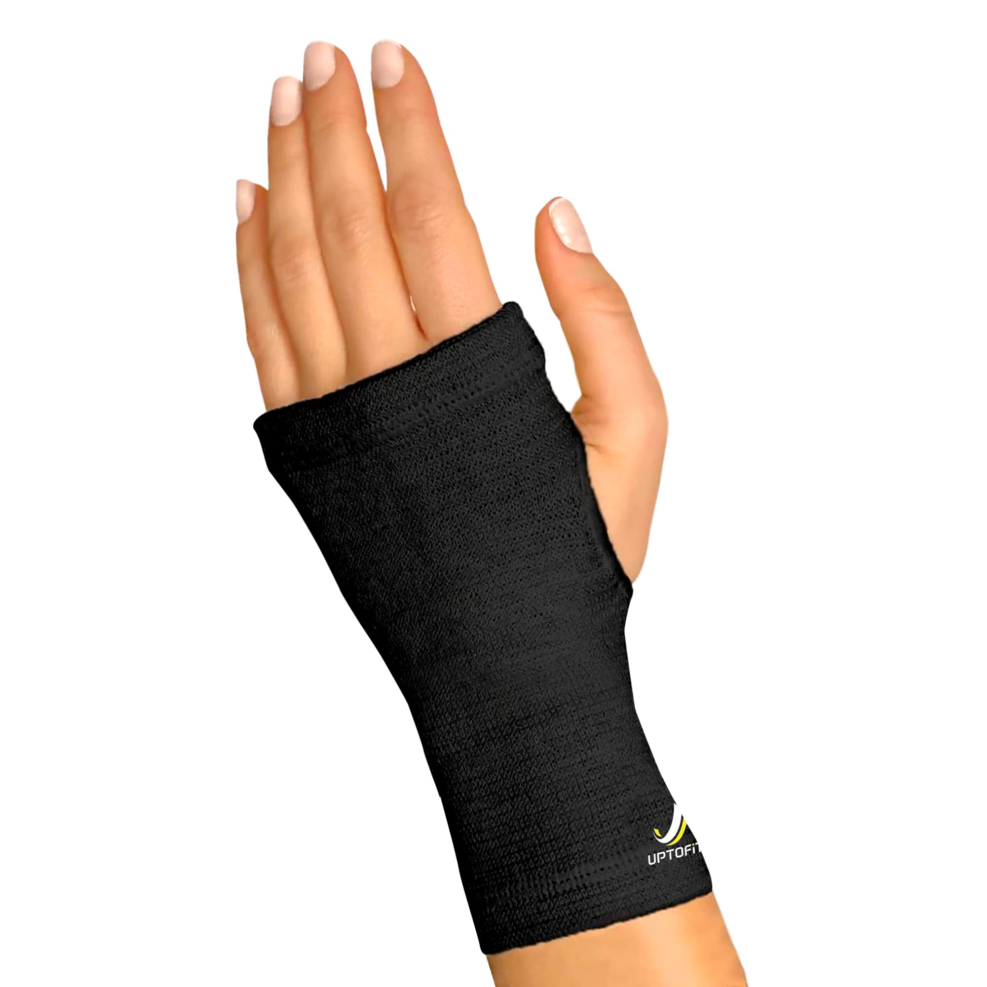 UptoFit - Copper Wrist Compression Sleeve, Hand Brace Wrist Support for Carpal Tunnel, Wrist Brace for Tendonitis, Breathable Copper Compression Sleeve, Dark/Black in Large, Pack of 1