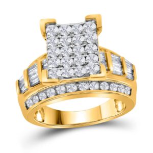 the diamond deal 10kt yellow gold round diamond cluster bridal wedding engagement ring 2 cttw