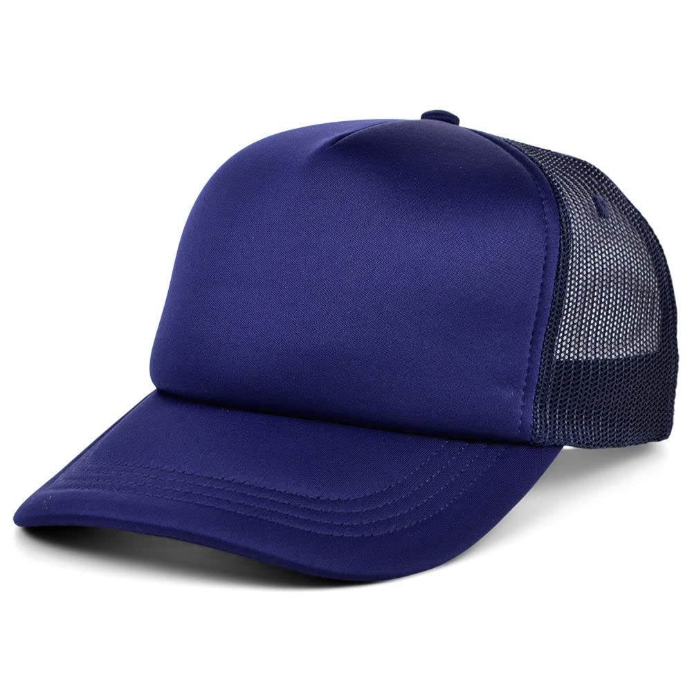 Lids Blank Basic Foam Trucker Adjustable Snapback Hat Navy/Navy