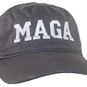 Tropic Hats Adult Embroidered MAGA Trump 6 Panel Ballcap W/Strapback Closure - Dark Gray