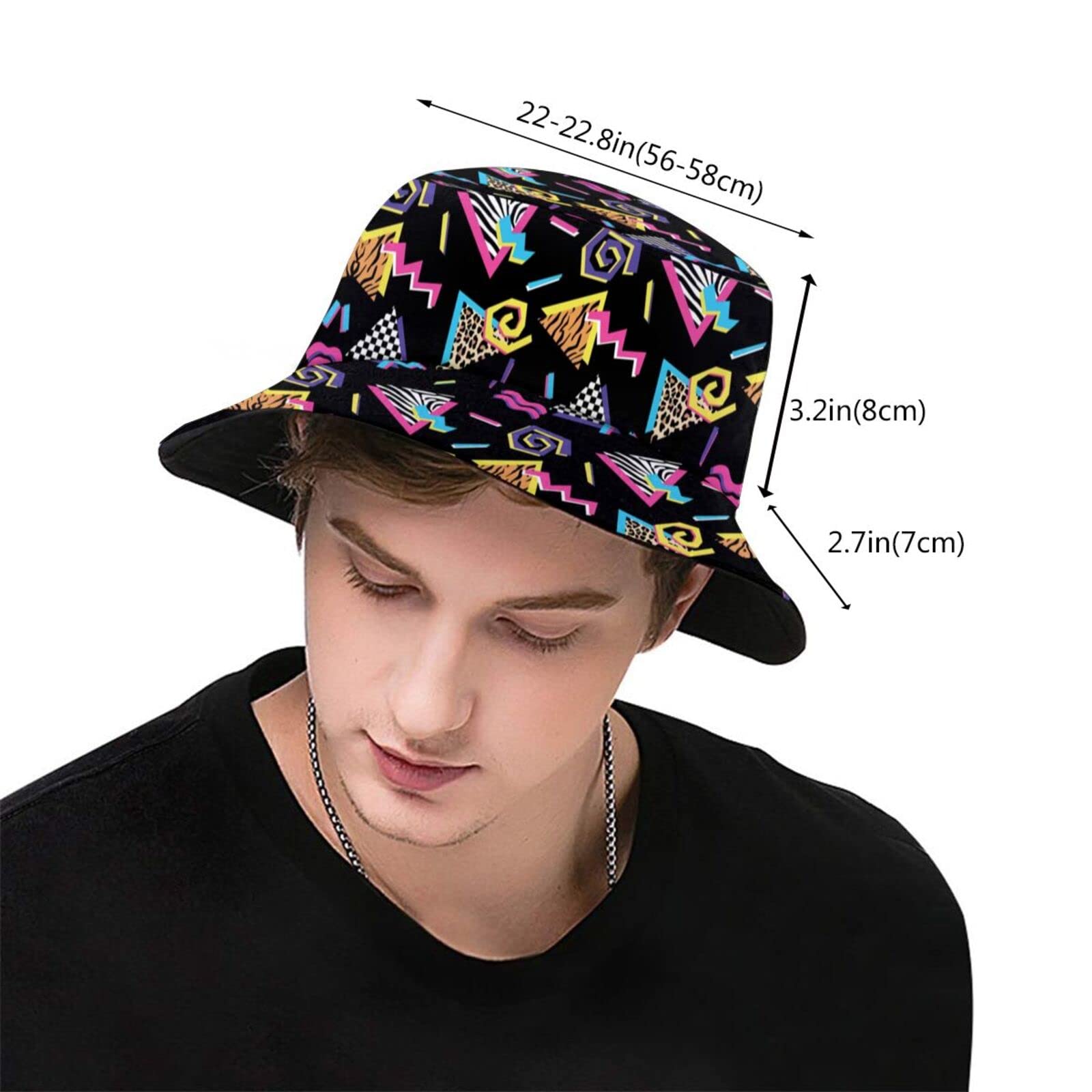 Retro Fashion 80s 90s Bucket Hat for Men Women Funny Summer Beach Fishing Hat Packable Outdoor Sun Fisherman Hat