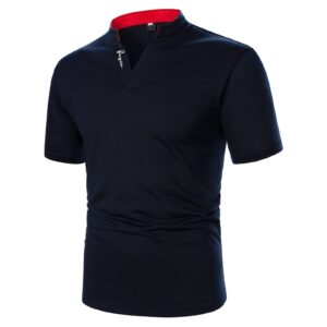 Men's Polo Shirt Short Sleeve Moisture Wicking Quick Dry Golf Shirt Lightweight Performance Outdoor Sport Shirt(Navy,Medium)