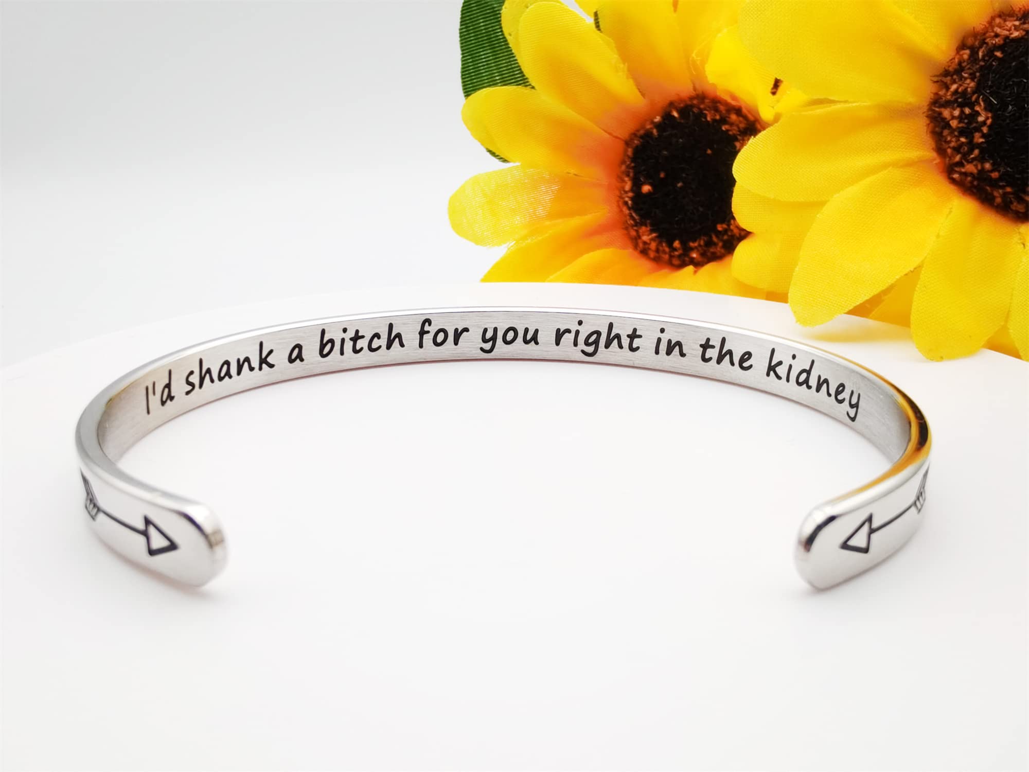 Inspirational Bracelets for Women Personalized Jewelry Gifts Cuff Bracelet with Sayings Motivational Bracelet with Hidden Message Engraved Bangles for Best Friend/Mom/Daughter, M, Stainless Steel,