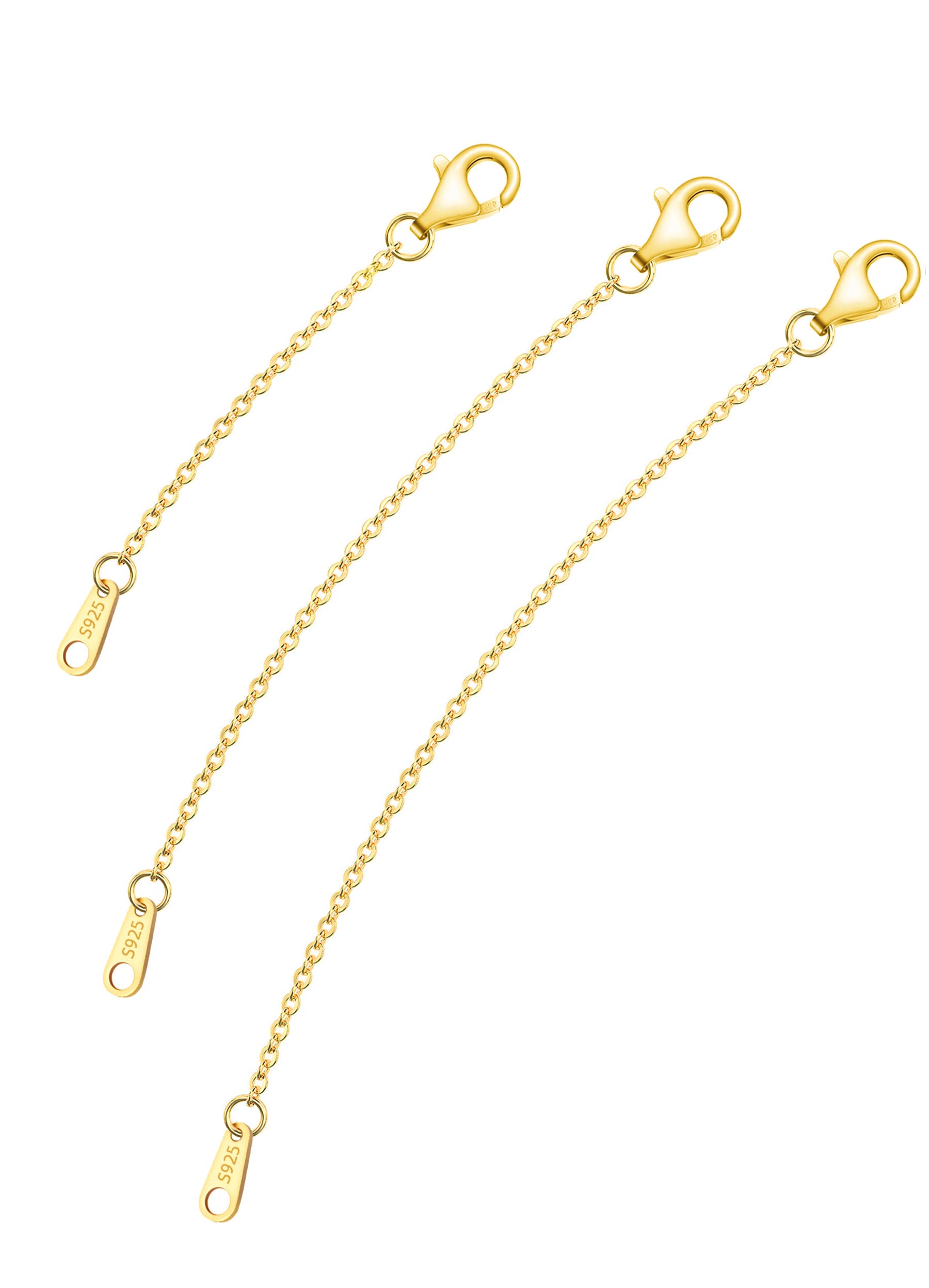 925 Sterling Silver Necklace Extender Gold Necklace Extender Gold Chain Extenders for Necklaces 2", 3", 4" Inches