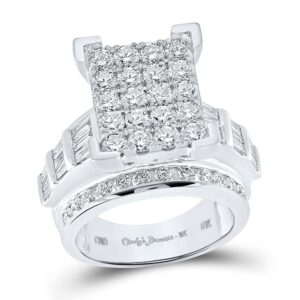 the diamond deal 10kt white gold round diamond cluster bridal wedding engagement ring 3 cttw