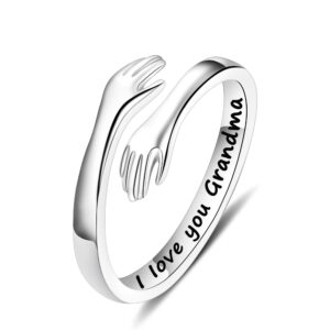 Gifts for Grandma Rings, I Love You Grandmother Hug Rings Grandma Jewelry Grandma Birthday Christmas New Best Great Grandma Mothers Day Valentines Gifts for Grandma from Granddaughter Grandson