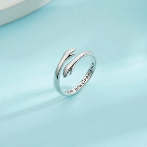 Gifts for Grandma Rings, I Love You Grandmother Hug Rings Grandma Jewelry Grandma Birthday Christmas New Best Great Grandma Mothers Day Valentines Gifts for Grandma from Granddaughter Grandson