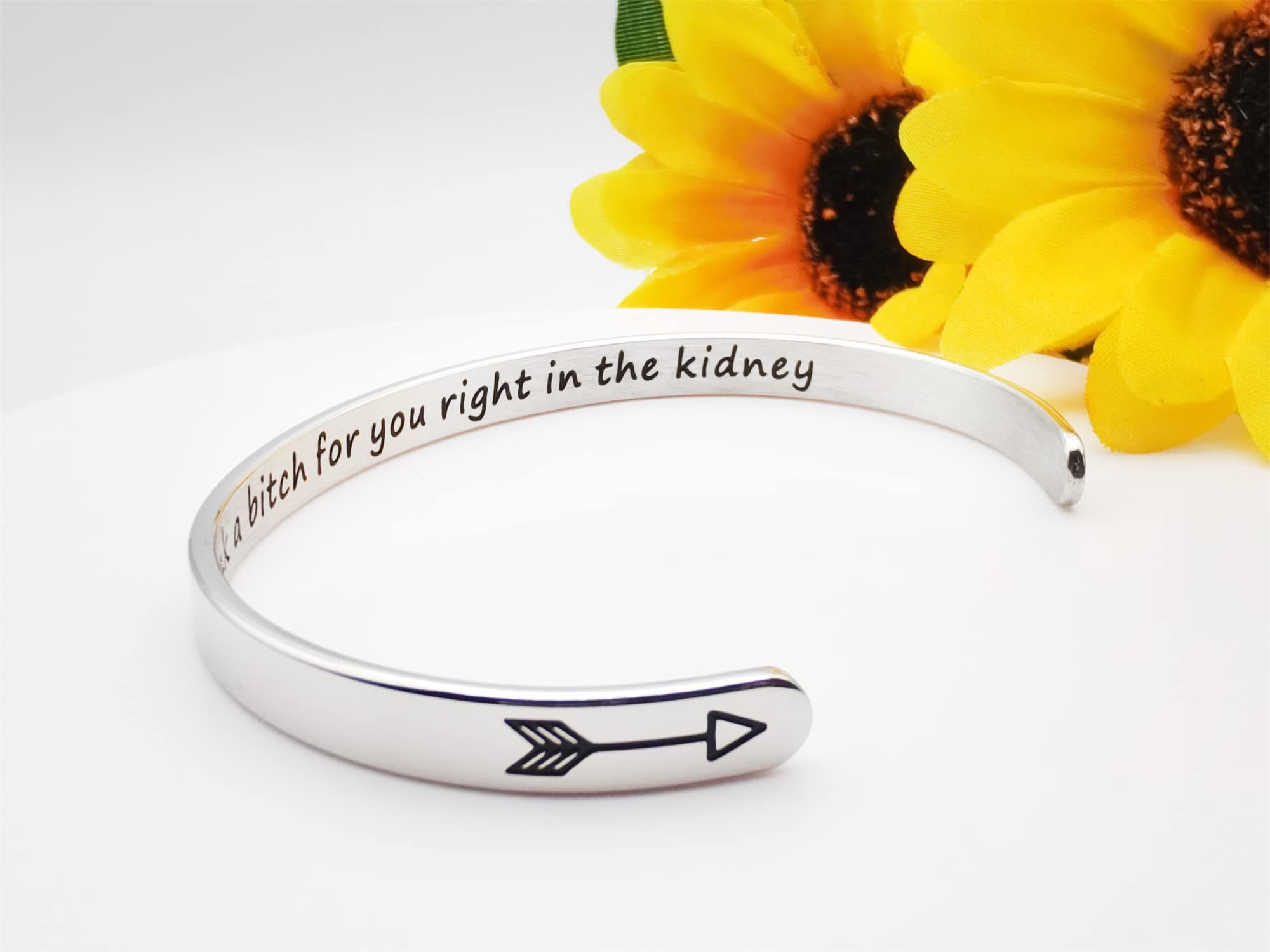 Inspirational Bracelets for Women Personalized Jewelry Gifts Cuff Bracelet with Sayings Motivational Bracelet with Hidden Message Engraved Bangles for Best Friend/Mom/Daughter, M, Stainless Steel,