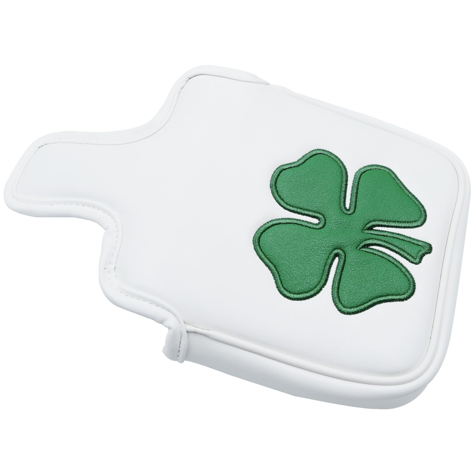 Gbourly Golf Club Lucky Shamrock Square Mallet Putter Cover Magnetic Heel Shaft PU Leather Headcover (White Shamrock)