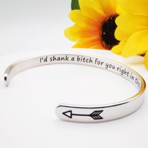 Inspirational Bracelets for Women Personalized Jewelry Gifts Cuff Bracelet with Sayings Motivational Bracelet with Hidden Message Engraved Bangles for Best Friend/Mom/Daughter, M, Stainless Steel,