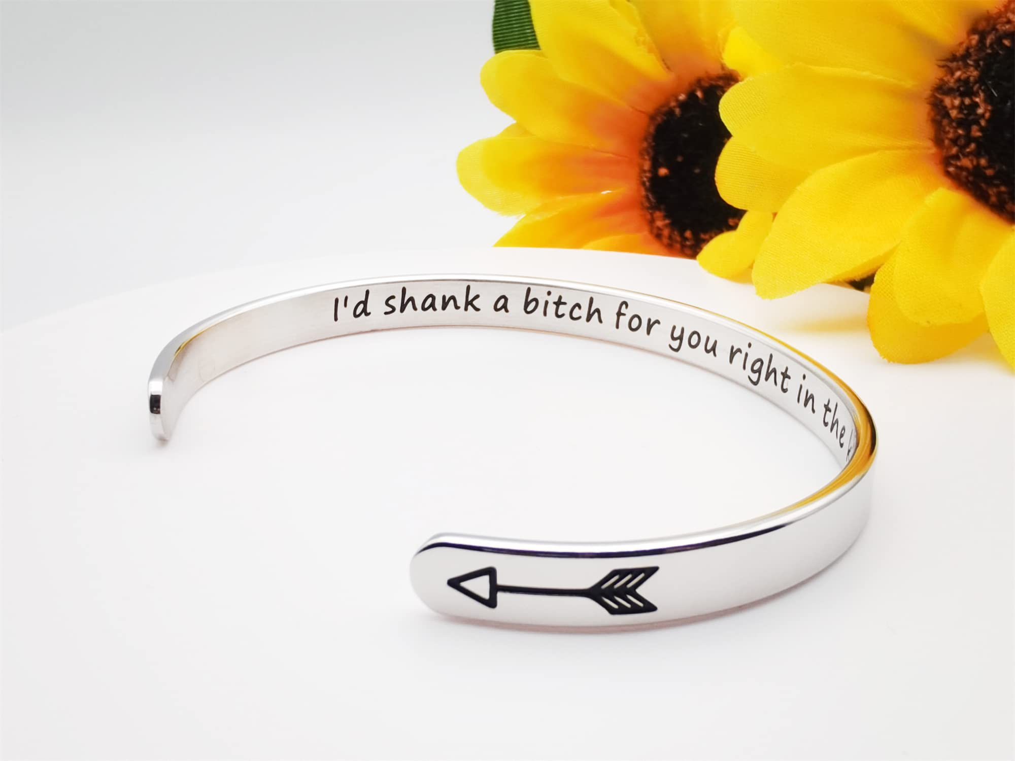 Inspirational Bracelets for Women Personalized Jewelry Gifts Cuff Bracelet with Sayings Motivational Bracelet with Hidden Message Engraved Bangles for Best Friend/Mom/Daughter, M, Stainless Steel,