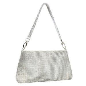 simcat sequins bling evening bag sparkling silver clutch purses for women wedding prom banquet (silver)