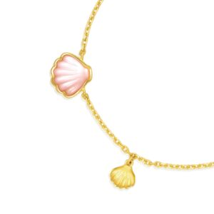 CHOW SANG SANG 999 24K Solid Gold Shell with Mother of Pearl Bracelet for Women 93526B | 7", (18 CM)