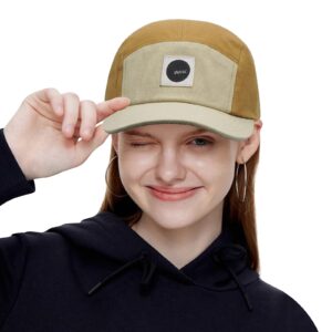 Croogo Flat Brim Baseball Cap 5-Panel Trucker Cap Golf Tennis Sports Cap Sunshade Peaked Cap Five Panel Hat Cap,Khaki-BB1