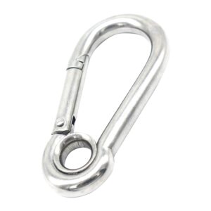 Bytiyar 10 PCS M4 1.6 inch Stainless Steel Heavy Duty Carabiner Clips Keychain with Round Hole Snap Hook Quick Links Safety Chain Rigging Accessories Tool